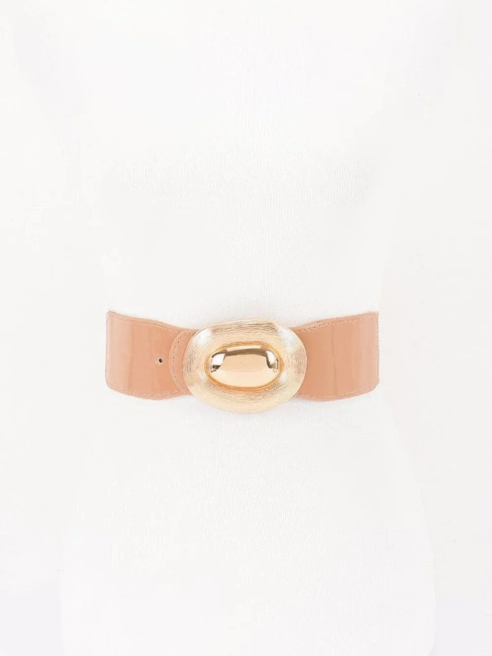 Oval Buckle Wide Waist Belt